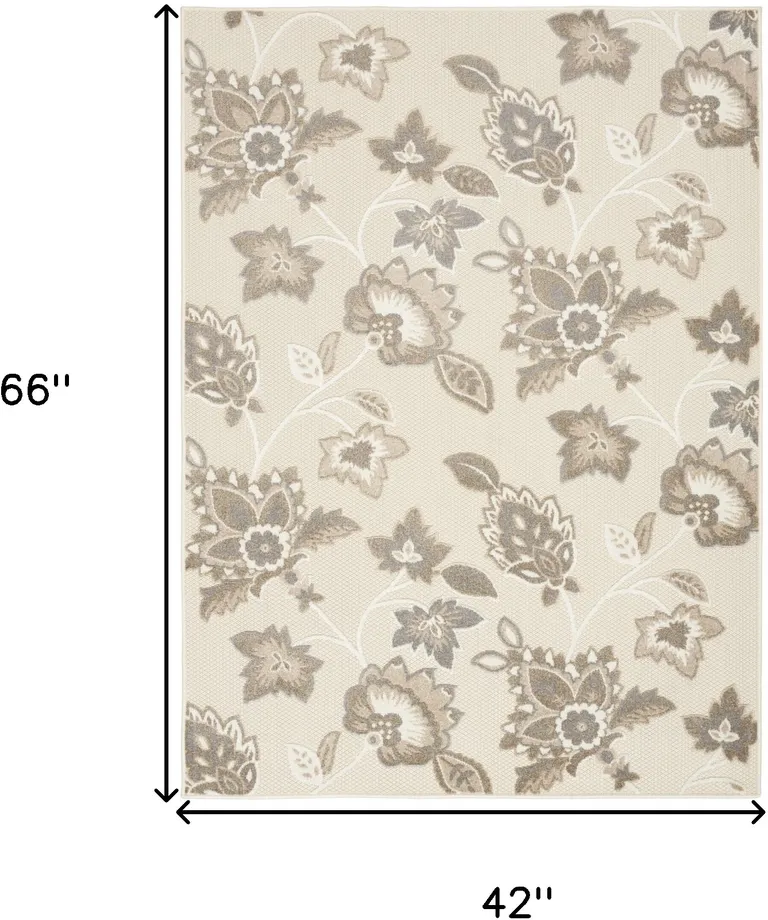 Beige Floral Stain Resistant Non Skid Area Rug Photo 3