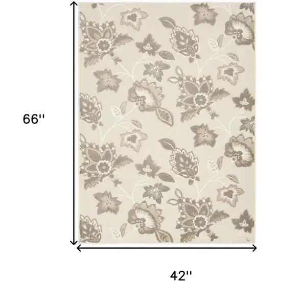 Beige Floral Stain Resistant Non Skid Area Rug Photo 3