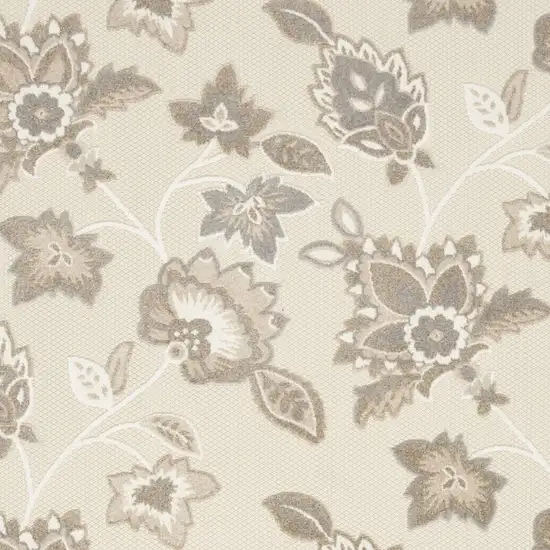 Beige Floral Stain Resistant Non Skid Area Rug Photo 4