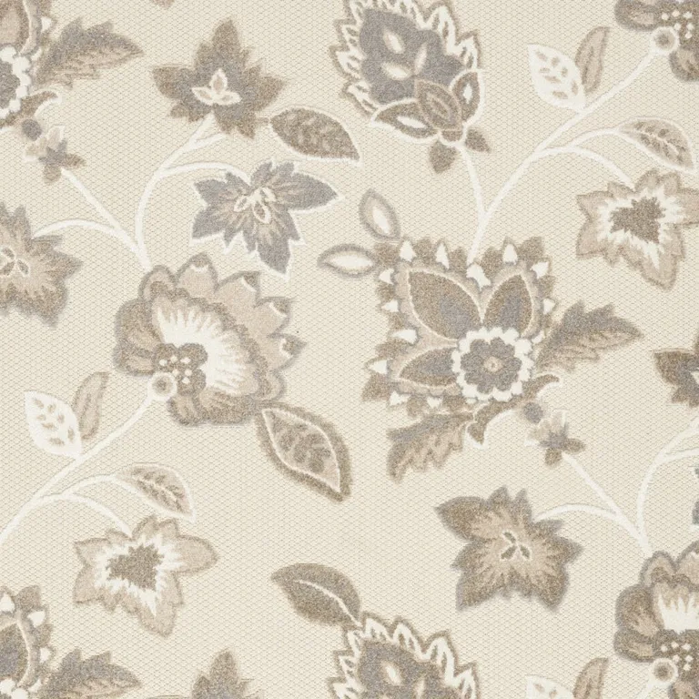 Beige Floral Stain Resistant Non Skid Area Rug Photo 3