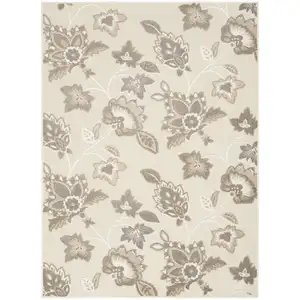 Photo of Beige Floral Stain Resistant Non Skid Area Rug