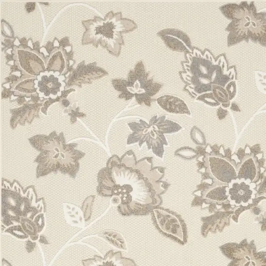 Beige Floral Stain Resistant Non Skid Area Rug Photo 3