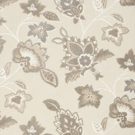 Beige Floral Stain Resistant Non Skid Area Rug Photo 5