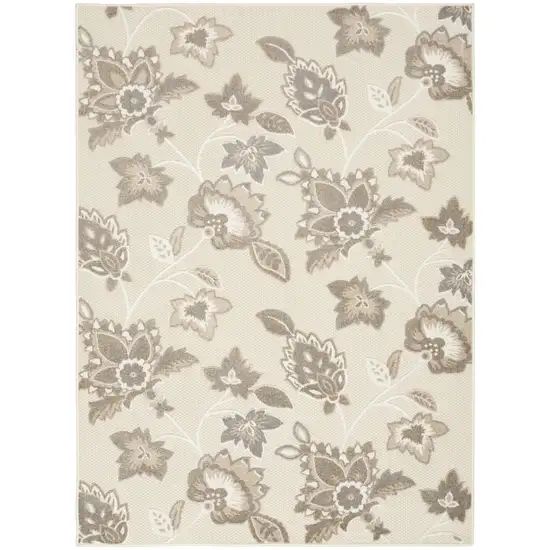 Beige Floral Stain Resistant Non Skid Area Rug Photo 1