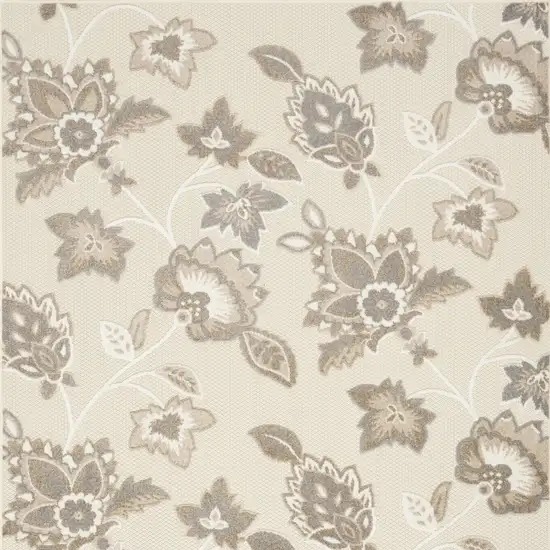 Beige Floral Stain Resistant Non Skid Area Rug Photo 5