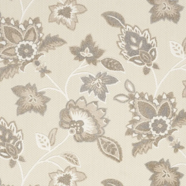 Beige Floral Stain Resistant Non Skid Area Rug Photo 3