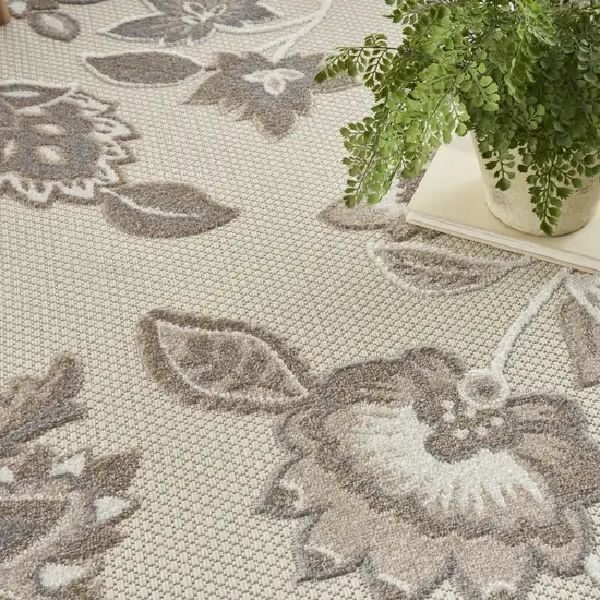 Beige Floral Non Skid Indoor Outdoor Area Rug Photo 8