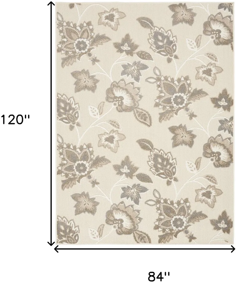 Beige Floral Stain Resistant Non Skid Area Rug Photo 5