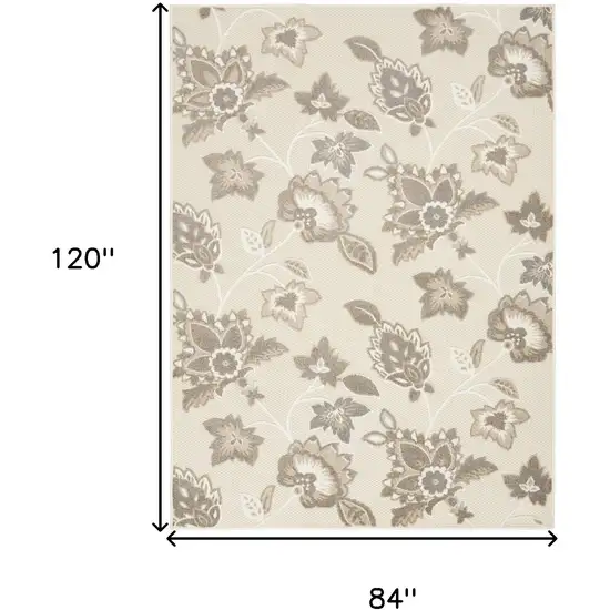 Beige Floral Stain Resistant Non Skid Area Rug Photo 5