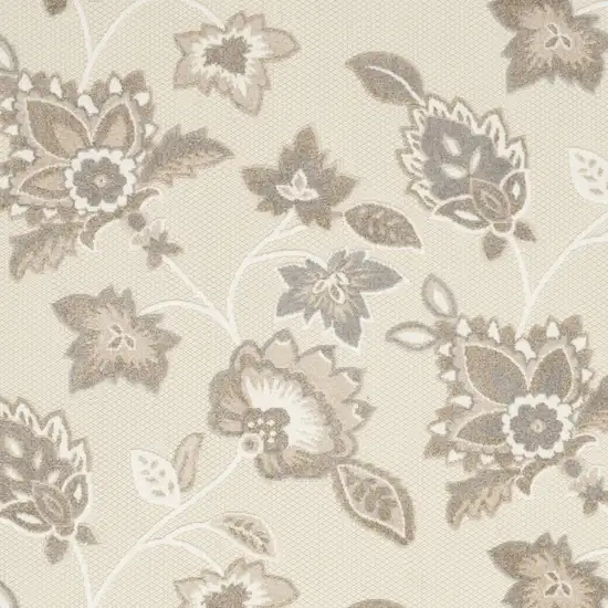 Beige Floral Non Skid Indoor Outdoor Area Rug Photo 4