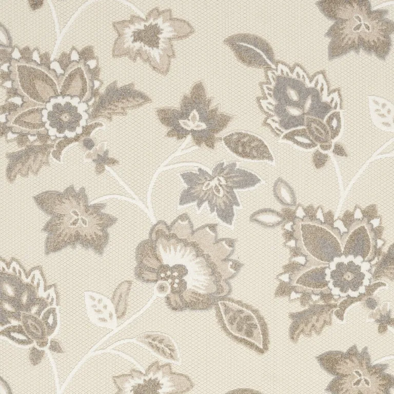 Beige Floral Stain Resistant Non Skid Area Rug Photo 3