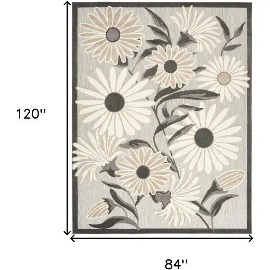 Beige Floral Stain Resistant Non Skid Area Rug Photo 6