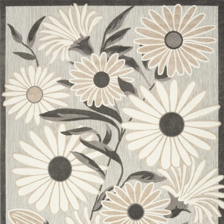 Beige Floral Stain Resistant Non Skid Area Rug Photo 5