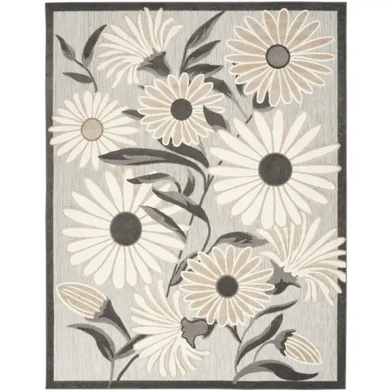 Beige Floral Stain Resistant Non Skid Area Rug Photo 3