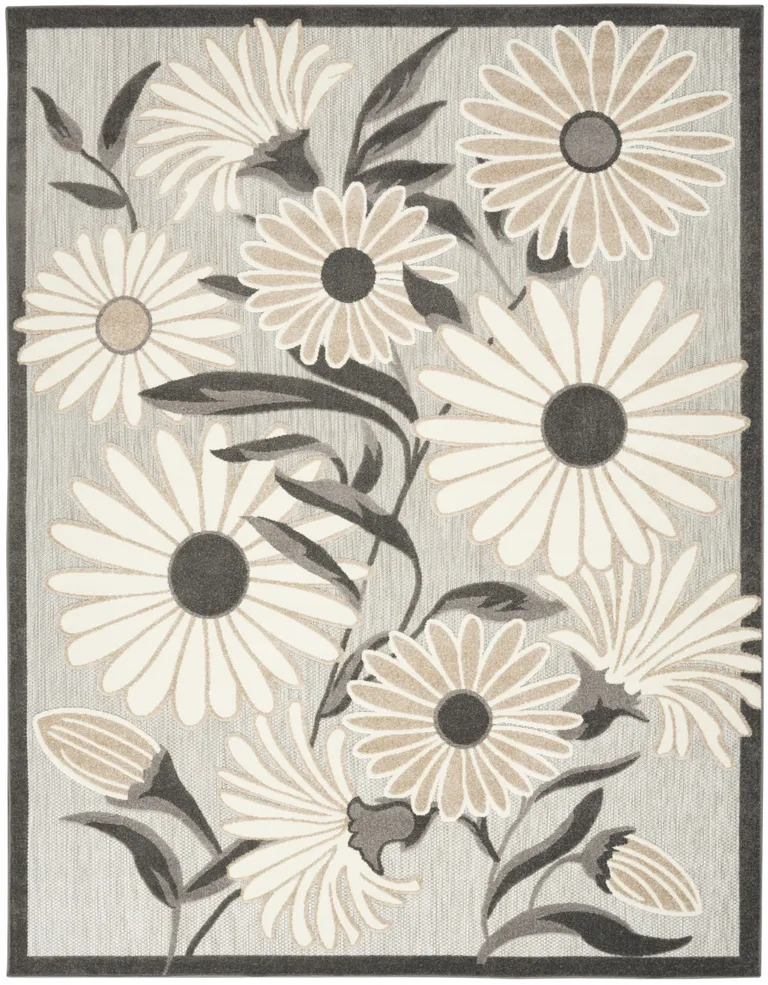 Beige Floral Stain Resistant Non Skid Area Rug Photo 3