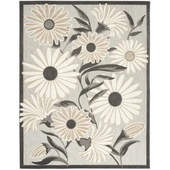 Beige Floral Stain Resistant Non Skid Area Rug Photo 1