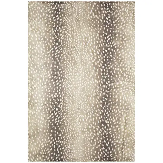 Beige Gazelle Print Shag Handmade Non Skid Area Rug Photo 4