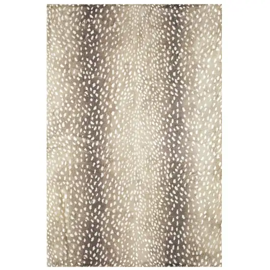 Beige Gazelle Print Shag Handmade Non Skid Area Rug Photo 2