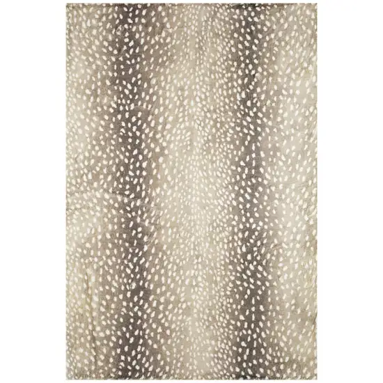 Beige Gazelle Print Shag Handmade Non Skid Area Rug Photo 1