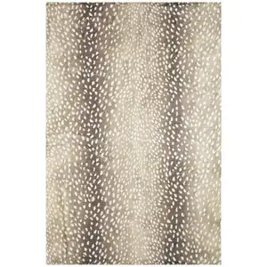 Photo of Beige Gazelle Print Shag Handmade Non Skid Area Rug