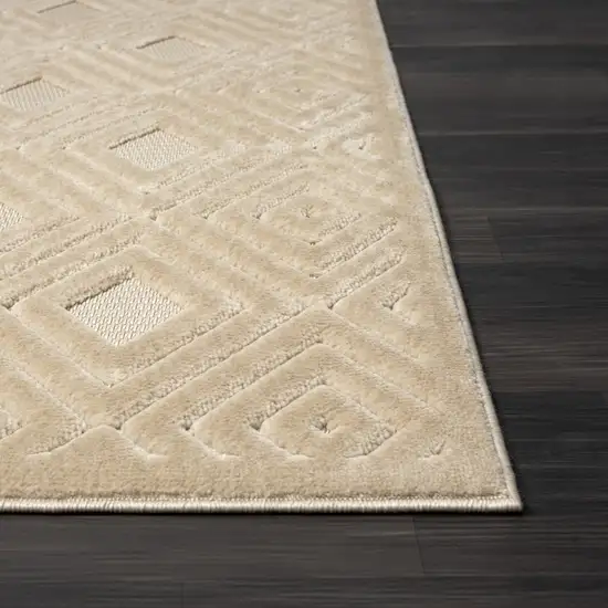 Beige Geometric Area Rug Photo 5