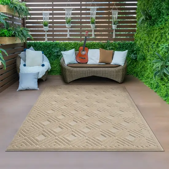 Beige Geometric Area Rug Photo 9