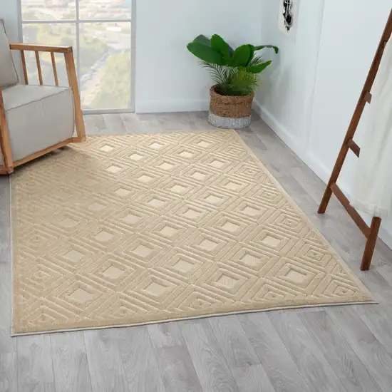 Beige Geometric Area Rug Photo 8