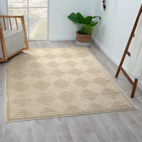 Beige Geometric Area Rug Photo 7