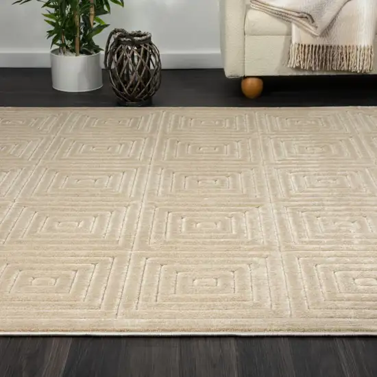 Beige Geometric Area Rug Photo 6