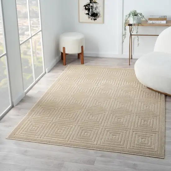 Beige Geometric Area Rug Photo 5