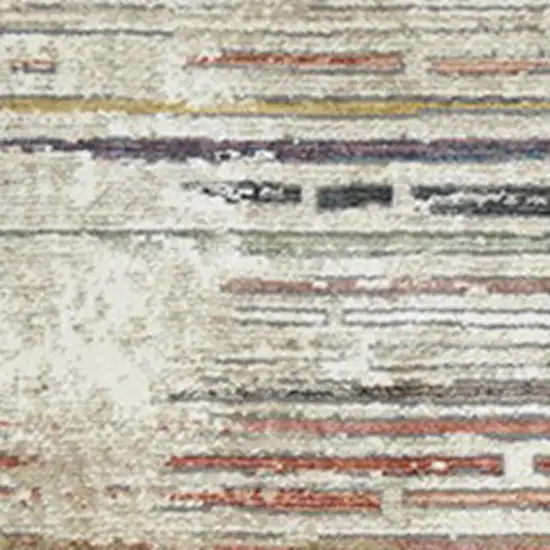 Beige Geometric Distressed Area Rug With Fringe Photo 4