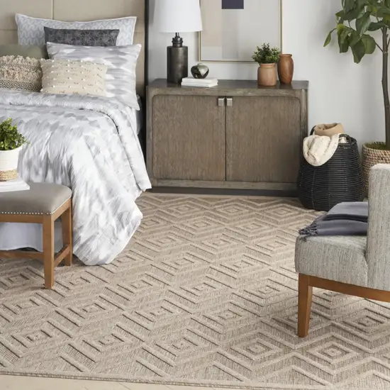 Beige Geometric Flatweave Area Rug Photo 5