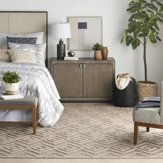 Beige Geometric Flatweave Area Rug Photo 6