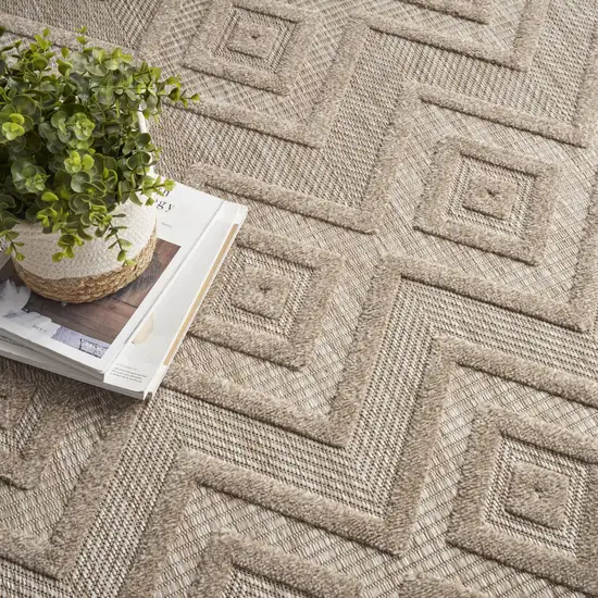 Beige Geometric Flatweave Area Rug Photo 7