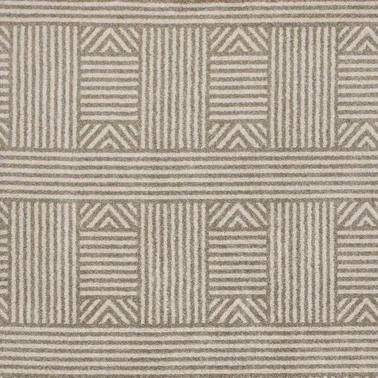 Beige and Ivory Geometric Indoor Outdoor Area Rug Photo 4