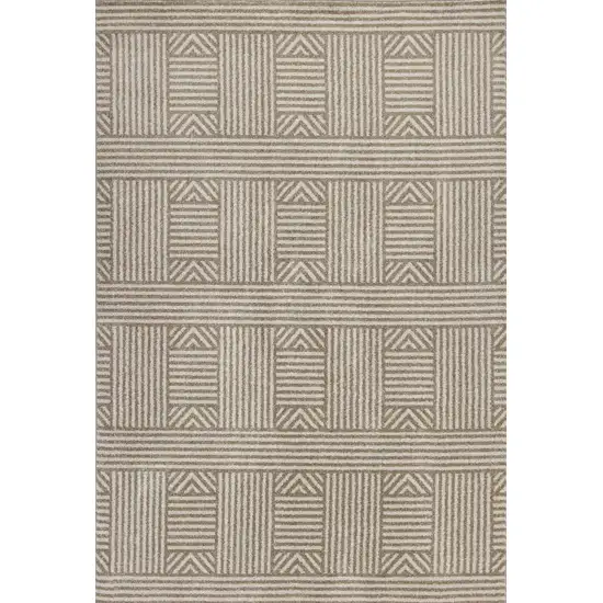 Beige Geometric Lines UV Treated Accent Rug Photo 1