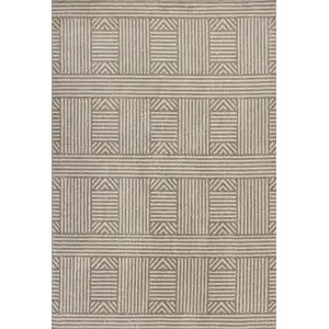 Photo of Beige Geometric Lines UV Treated Accent Rug