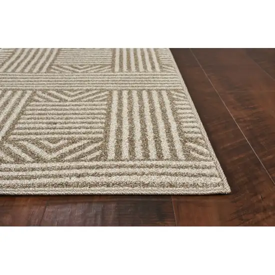 Beige Geometric Lines UV Treated Accent Rug Photo 4