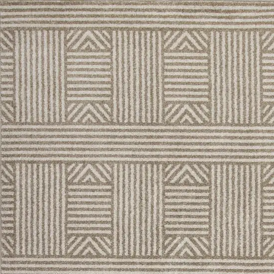 Beige Geometric Lines UV Treated Accent Rug Photo 3