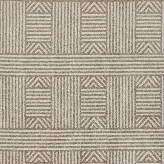 Beige and Ivory Geometric Indoor Outdoor Area Rug Photo 5