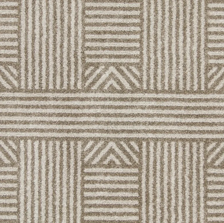 Beige Geometric Lines UV Treated Indoor Area Rug Photo 2