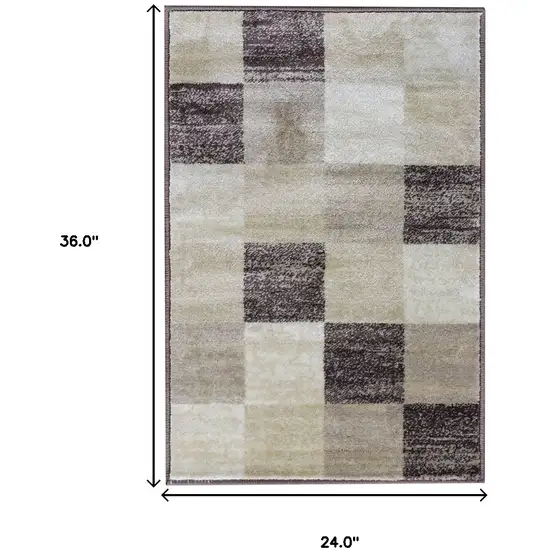 Beige Geometric Power Loom Stain Resistant Area Rug Photo 7