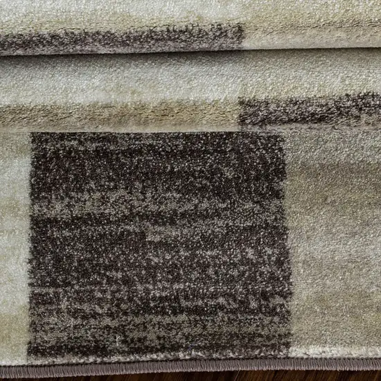 Beige Geometric Power Loom Stain Resistant Area Rug Photo 3