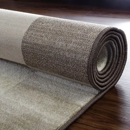 Beige Geometric Power Loom Stain Resistant Area Rug Photo 4