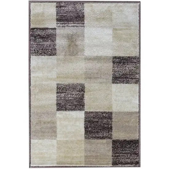 Beige Geometric Power Loom Stain Resistant Area Rug Photo 1