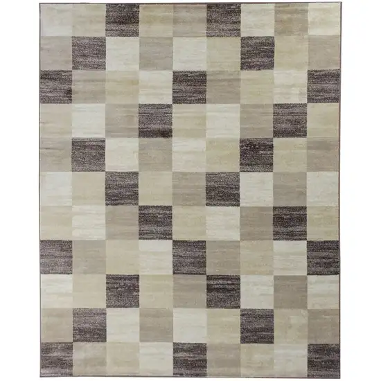 Beige Geometric Power Loom Stain Resistant Area Rug Photo 1