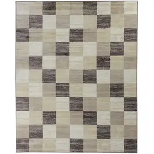 Photo of Beige Geometric Power Loom Stain Resistant Area Rug