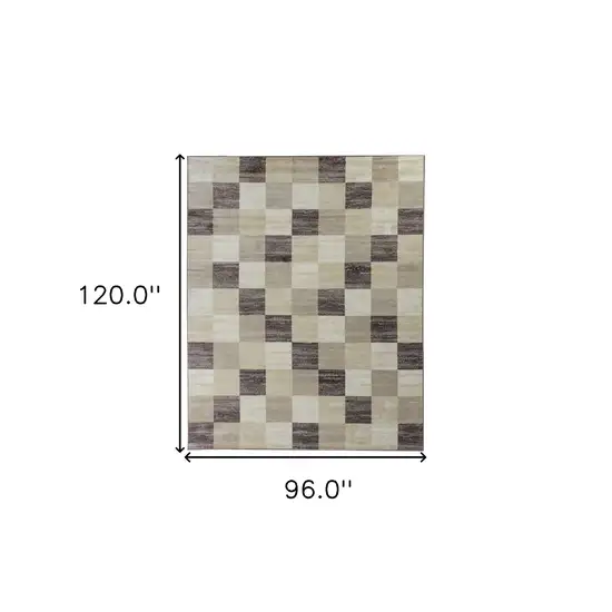 Beige Geometric Power Loom Stain Resistant Area Rug Photo 7