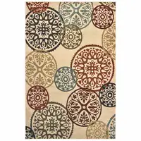 Photo of Beige Geometric Power Loom Stain Resistant Area Rug