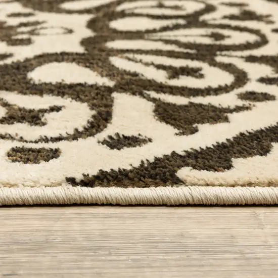 Beige Geometric Power Loom Stain Resistant Area Rug Photo 8